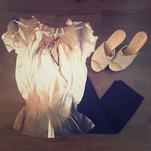 Silk pendulum blouse with tied front